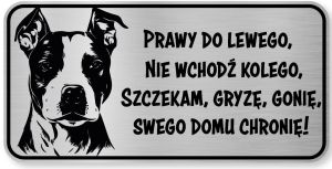 Tabliczka ostrzegawcza - Uwaga pies AMSTAFF śmieszna