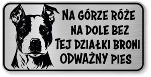 Tabliczka ostrzegawcza - Uwaga pies AMSTAFF śmieszna