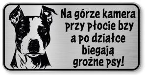 Tabliczka ostrzegawcza - Uwaga pies AMSTAFF śmieszna