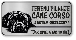 Tabliczka ostrzegawcza - Uwaga pies Cane Corso śmieszna