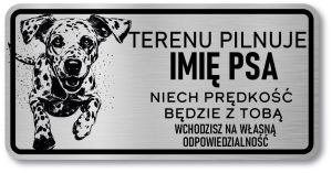 Tabliczka ostrzegawcza - Uwaga pies Dalmatyńczyk z imieniem