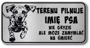 Tabliczka ostrzegawcza - Uwaga pies DALMATYŃCZYK z imieniem