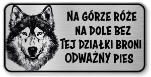 Tabliczka ostrzegawcza - Uwaga pies HUSKY śmieszna