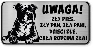 Uwaga pies tabliczka ostrzegawcza 20x10 Staffik