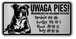 Uwaga pies tabliczka ostrzegawcza 20x10 Staffik