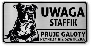 Uwaga pies tabliczka ostrzegawcza 20x10 Staffik