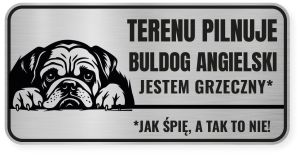 Uwaga pies tabliczka ostrzegawcza 20x10 Buldog Angielski