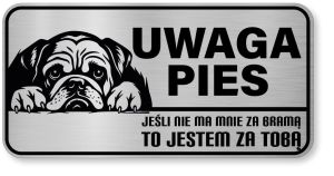 Uwaga pies tabliczka ostrzegawcza 20x10 Buldog Angielski