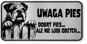 Uwaga pies tabliczka ostrzegawcza 20x10 Buldog Angielski