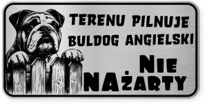 Uwaga pies tabliczka ostrzegawcza 20x10 Buldog Angielski