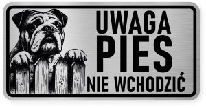 Uwaga pies tabliczka ostrzegawcza 20x10 Buldog Angielski