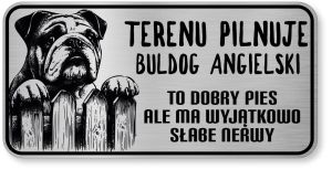 Uwaga pies tabliczka ostrzegawcza 20x10 Buldog Angielski