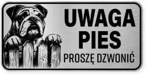 Uwaga pies tabliczka ostrzegawcza 20x10 Buldog Angielski
