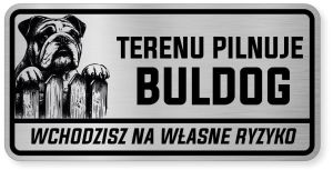 Uwaga pies tabliczka ostrzegawcza 20x10 Buldog Angielski