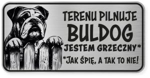 Uwaga pies tabliczka ostrzegawcza 20x10 Buldog Angielski