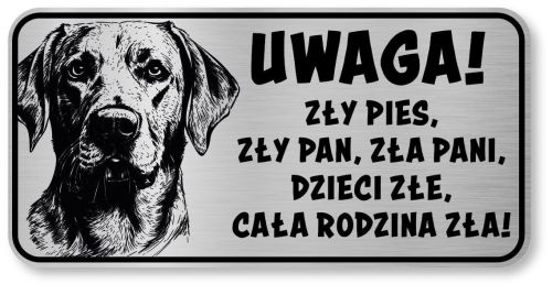 Uwaga pies tabliczka 20x10 Labrador