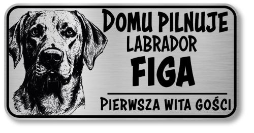 Uwaga pies tabliczka 20x10 Labrador