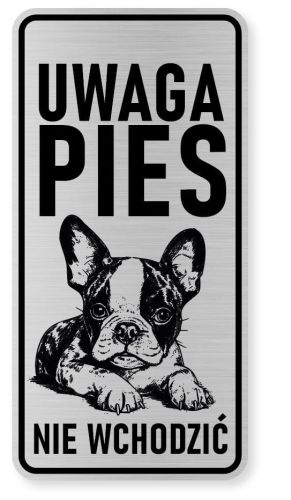 Uwaga pies tabliczka ostrzegawcza 10x20 Boston Terrier