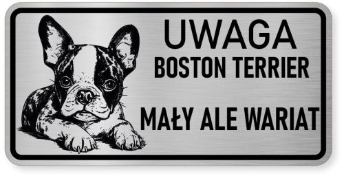 Uwaga pies tabliczka ostrzegawcza 20x10 Boston Terrier
