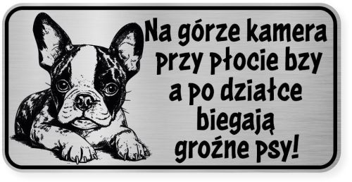 Uwaga pies tabliczka ostrzegawcza 20x10 Boston Terrier