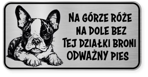 Uwaga pies tabliczka ostrzegawcza 20x10 Boston Terrier