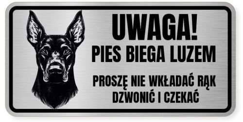 Uwaga pies tabliczka ostrzegawcza 20x10 Doberman