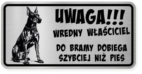 Uwaga pies tabliczka ostrzegawcza 20x10 Doberman