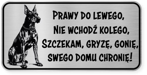 Uwaga pies tabliczka ostrzegawcza 20x10 Doberman