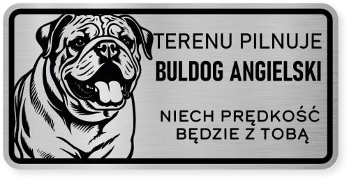 Uwaga pies tabliczka ostrzegawcza 20x10 Buldog Angielski