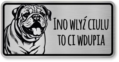 Uwaga pies tabliczka ostrzegawcza 20x10 Buldog Angielski