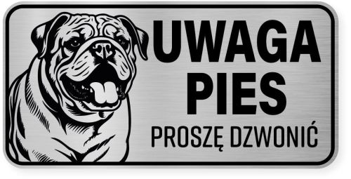 Uwaga pies tabliczka ostrzegawcza 20x10 Buldog Angielski