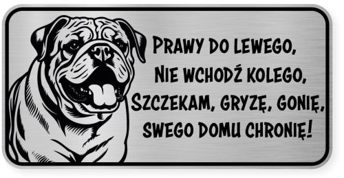 Uwaga pies tabliczka ostrzegawcza 20x10 Buldog Angielski
