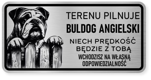 Uwaga pies tabliczka ostrzegawcza 20x10 Buldog Angielski