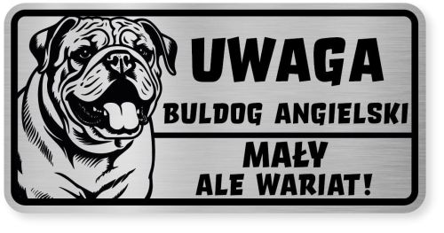 Uwaga pies tabliczka ostrzegawcza 20x10 Buldog Angielski