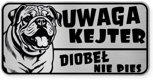 Uwaga pies tabliczka ostrzegawcza 20x10 Buldog Angielski