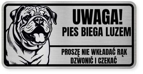 Uwaga pies tabliczka ostrzegawcza 20x10 Buldog Angielski