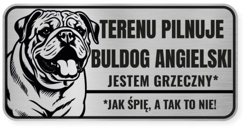 Uwaga pies tabliczka ostrzegawcza 20x10 Buldog Angielski