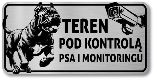 Tabliczka teren monitorowany Uwaga pies Cane Corso 20x10