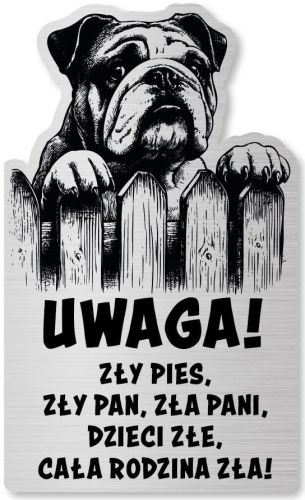 Tabliczka Uwaga pies Buldog Angielski 25x15