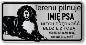 Tabliczka z Laminatu 20 x 10 Berneński Pies Pasterski - Niech prędkość będzie  z tobą
