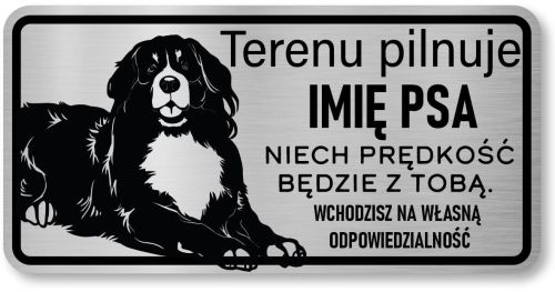 Tabliczka z Laminatu 20 x 10 Berneński Pies Pasterski - Niech prędkość będzie  z tobą