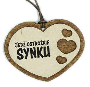 zawieszka na lusterko - jedź ostrożnie Synku  wzór 2