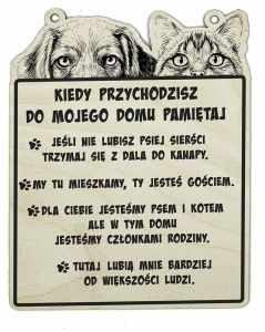 Tabliczka dekoracyjna pies i kot - regulamin