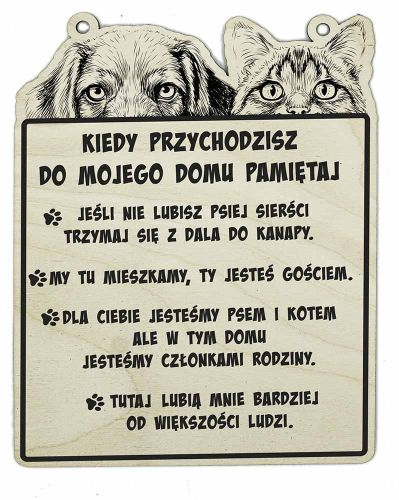 Tabliczka dekoracyjna pies i kot - regulamin