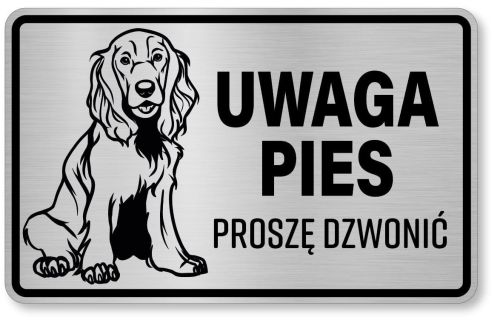 Tabliczka z Laminatu 20 x 12,5 Spaniel  uwaga pies proszędzwonić