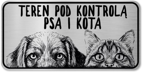 Tabliczka ostrzegawcza 20 x 10  pies i kot 
