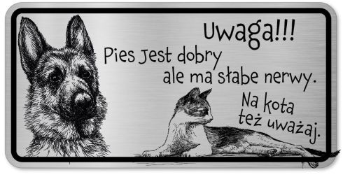 Tabliczka informacyjna 20 x 10  pies i kot  