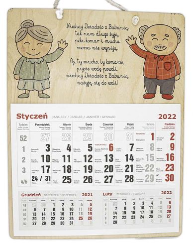 Drewniany kalendarz na dzień Babci i Dziadka