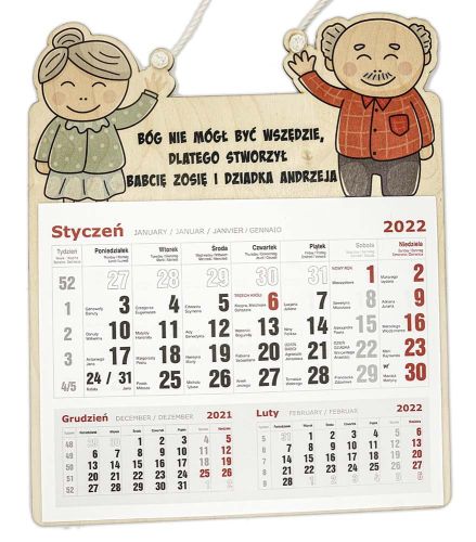 Drewniany kalendarz na dzień Babci i Dziadka 