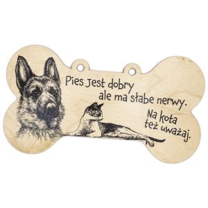 Drewniana tabliczka dekoracyjna z  wizerunkiem psa i kota